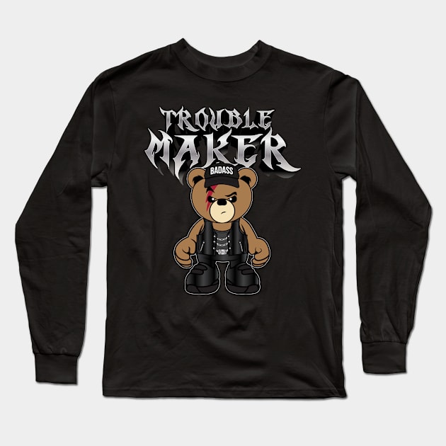 Troublemaker Teddybear Long Sleeve T-Shirt by janvimar